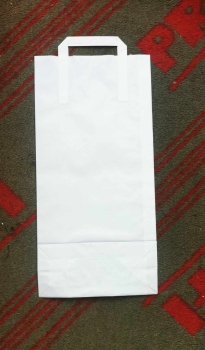 1 Stk Papierbeutel Papiersack mit Tragegriff Klotzbodenbeutel Klotzbodensack 240x110x570mm 2-Lagig gebleicht weiss ohne Druck