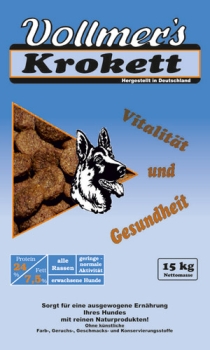 15kg Vollmer’s Krokett Hundefutter Trockenfutter Fettreduziert Senioren