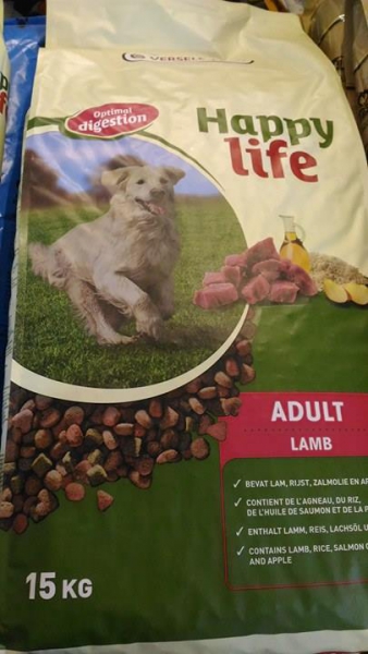 15kg Happy life Adult mit Lamm Abwechslungsreiches Futter mit Lamm - vitaler erwachsener Hund