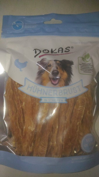 250 gramm DOKAS Hühnerbruststreifen getrocknet 100% HUHN