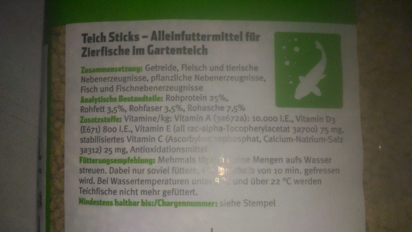15 Liter Teichstix helle pellets weiss
