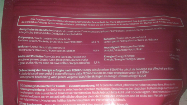 250 gramm DOKAS Entenbruststreifen getrocknet 100% ENTE