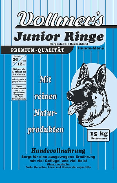 15kg Vollmer´s Vollmer Junior Ringe Trockenfutter Hundefutter