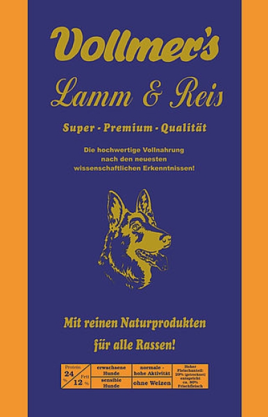 15kg Vollmer´s Vollmer Lamm und Reis Hundefutter Trockenfutter